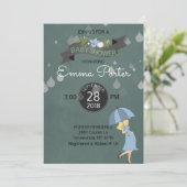 Regendruppels Douche Paraplu Baby shower Kaart (Staand voorkant)
