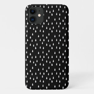 Regendruppels grillig wit patroon op zwart Case-Mate iPhone case
