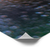 Regendruppels, nacht stad: raam uitzicht. poster (Hoek)