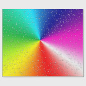 regendruppels op Abstracte neonregenboog Cadeaupapier (Vlak)