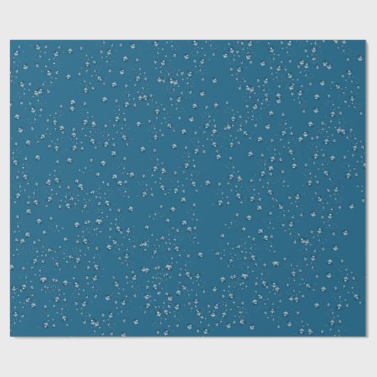 regendruppels op blauw cadeaupapier (Vlak)