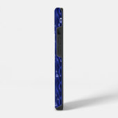 Regendruppels op blauwe metaal iPhone hoesje (Linkerkant)