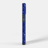 Regendruppels op blauwe metaal iPhone hoesje (Rechterkant)