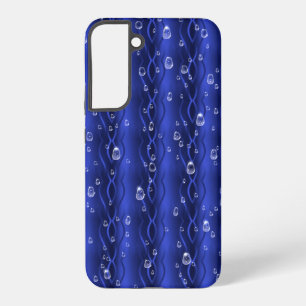 Regendruppels op blauwe metaal samsung galaxy hoesje