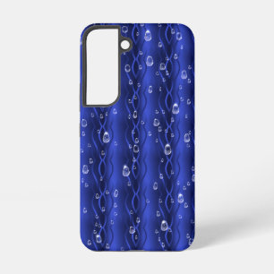 Regendruppels op blauwe metaal samsung galaxy hoesje