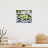 Regendruppels op een Lilypad Poster (Keuken)