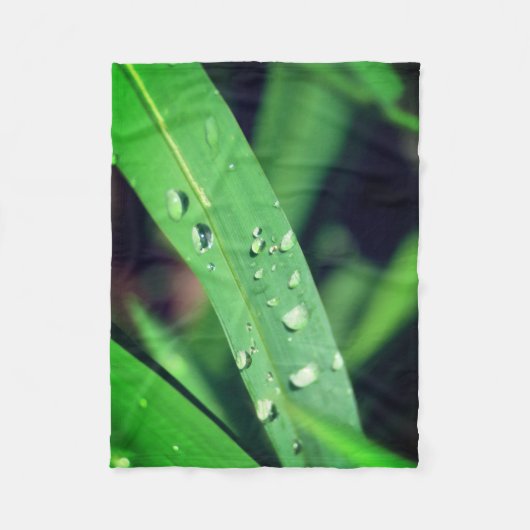 Regendruppels op gras fleece deken (Voorkant)