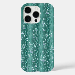 Regendruppels op groen metaal iPhone 16 pro hoesje