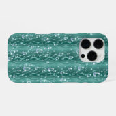 Regendruppels op groen metaal iPhone hoesje (Achterkant horizontaal)