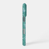 Regendruppels op groen metaal iPhone hoesje (Rechterkant)