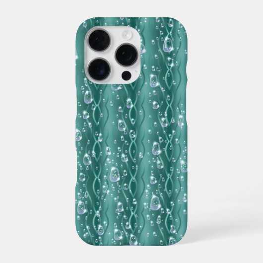 Regendruppels op groen metaal iPhone hoesje (Achterkant)