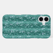 Regendruppels op groen metaal iPhone hoesje (Achterkant horizontaal)