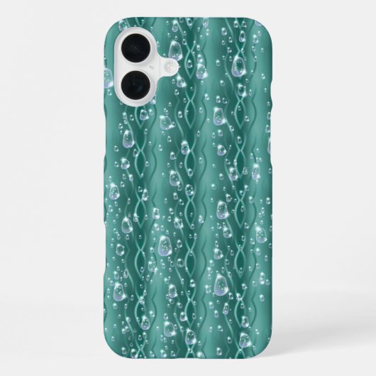 Regendruppels op groen metaal iPhone hoesje (Achterkant)