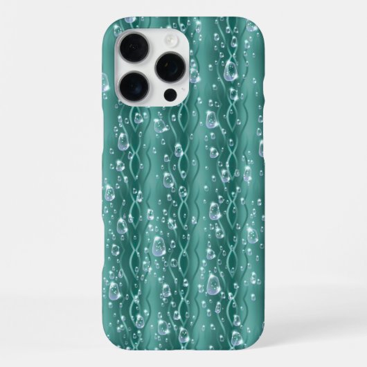 Regendruppels op groen metaal iPhone hoesje (Achterkant)