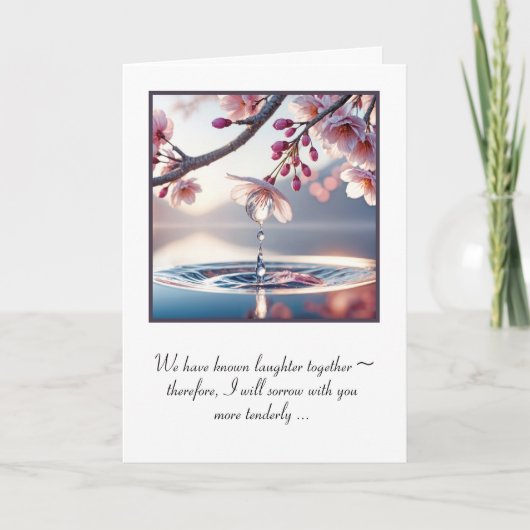 Regendruppels op kersenbloesems voor sympathie kaart (Voorkant)