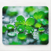 Regendruppels op klavertjes met vier bladeren muismat (Voorkant)