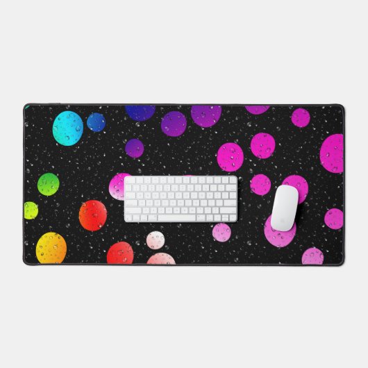 Regendruppels op neon Stippen Bureaumat (Keyboard & Muis)