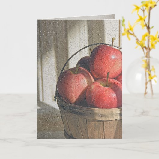 regendruppels op ramen met appels kaart (Gele Bloem)