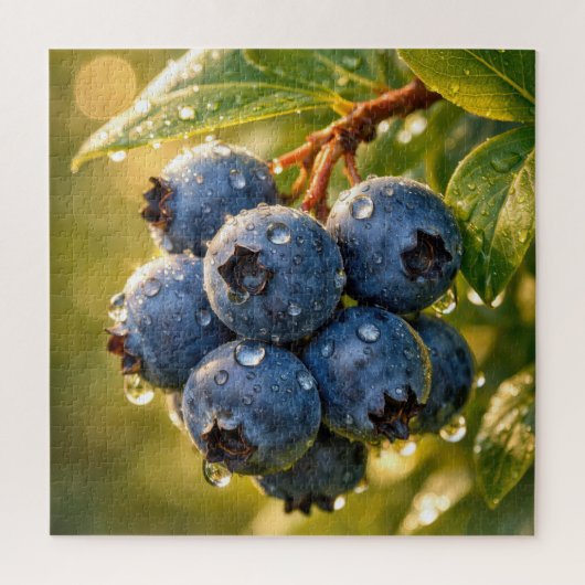 Regendruppels op rijpe bosbessen legpuzzel (Verticaal)