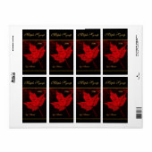 Regendruppels op rood esdoornblad etiket (Full Sheet)