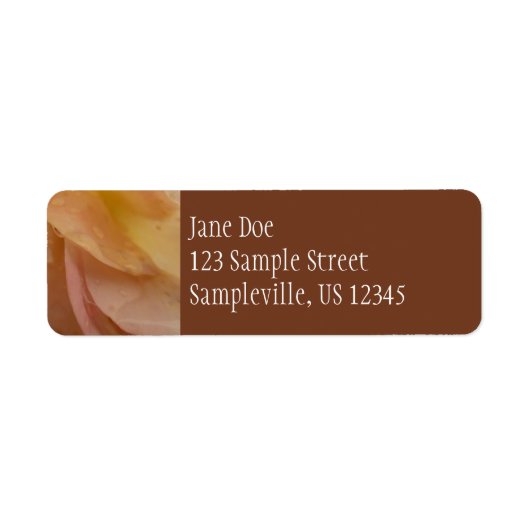 Regendruppels op Rozen bloemblaadjes Roze Perzik B Etiket (Voorkant)