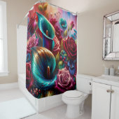 Regendruppels op Rozen en Calla Lelies Douchegordijn (In situ)