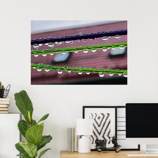 Regendruppels op snaren poster (Thuiskantoor)