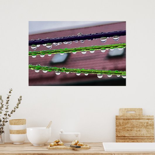 Regendruppels op snaren poster (Keuken)