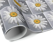 Regendruppels op witte madeliefjes cadeaupapier (Rol Hoek)