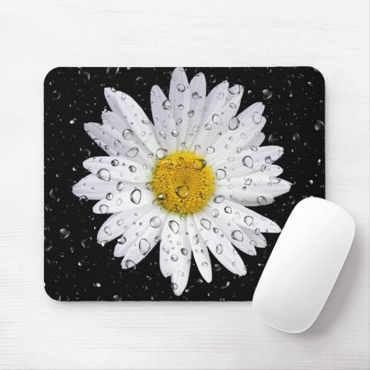 regendruppels op witte mais muismat (Met muis)