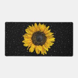 regendruppels op zonnebloemen bureaumat