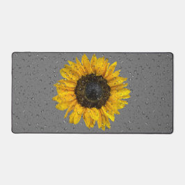 regendruppels op zonnebloemen bureaumat