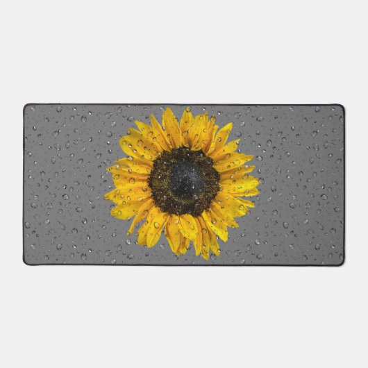 regendruppels op zonnebloemen bureaumat (Voorkant)