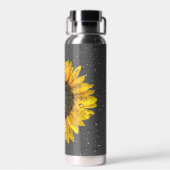 regendruppels op zonnebloemen waterfles (Achterkant)