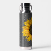regendruppels op zonnebloemen waterfles (Voorkant)