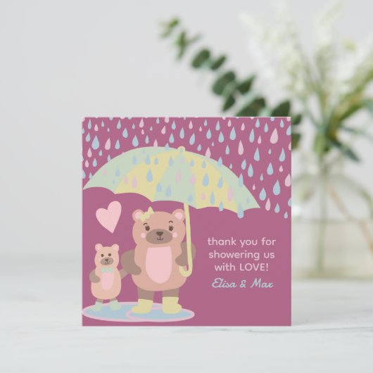 Regendruppels Puddels Mama & Baby Beer Custom Show Bedankkaart (Staand voorkant)