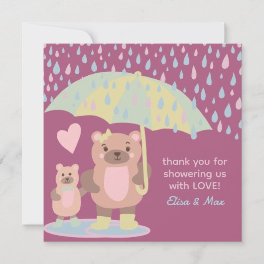 Regendruppels Puddels Mama & Baby Beer Custom Show Bedankkaart (Voorkant)
