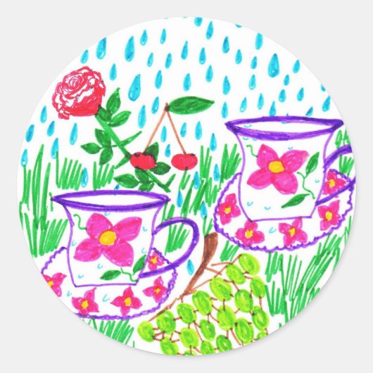 regendruppels ronde sticker (Voorkant)