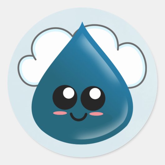 regendruppels, traandruppels, waterdruppels, ronde sticker (Voorkant)
