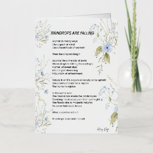 Regendruppels vallen gedicht poëzie folie wenskaart