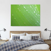 Regendruppels van het Leven op Smaragdgroen Blad F Canvas Afdruk (Insitu (Slaapkamer))