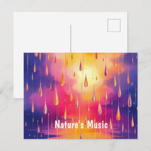 Regendruppels Waterverf Kleurrijk Briefkaart (Voorkant / Achterkant)