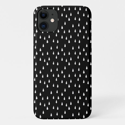 Regendruppels Whimsical Wit Patroon op Zwart Case-Mate iPhone Case (Achterkant)