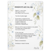 Regendruppels zijn vallende gedichten klembord (Achterkant)