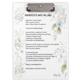Regendruppels zijn vallende gedichten klembord