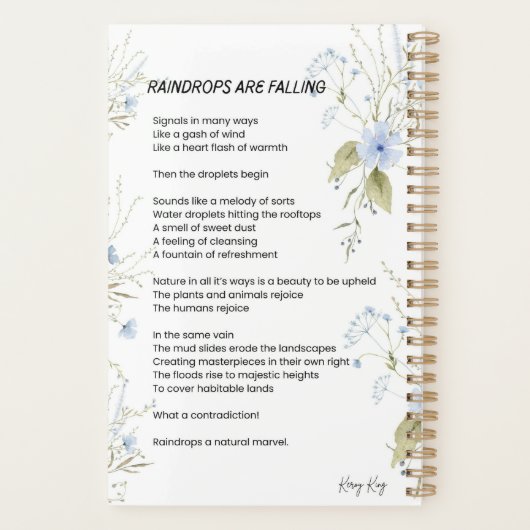 Regendruppels zijn vallende gedichten planner (Achterkant)