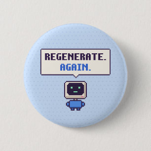 Regenereren. Weer. Grappige AI Pixel Knop Ronde Button 5,7 Cm