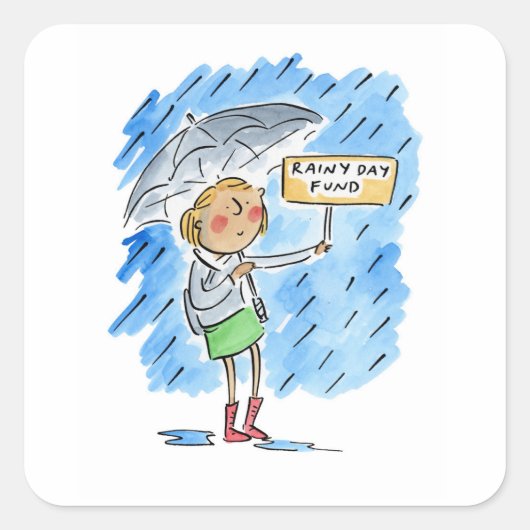 Regenfonds Vierkante Sticker (Voorkant)