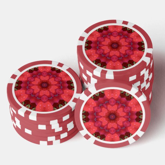 Regengekuste scharlaken caleidoscoop poker chips (Opstapeling)
