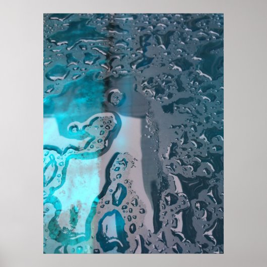 Regengewassen elektrisch blauw, poster (Voorkant)